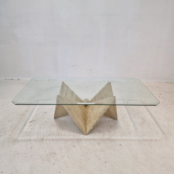 Image 1 of Vintage Couchtisch aus Travertin, Italien 1980