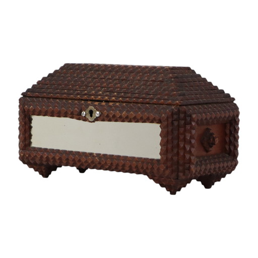 Antike Tramp Art Box Volkskunst