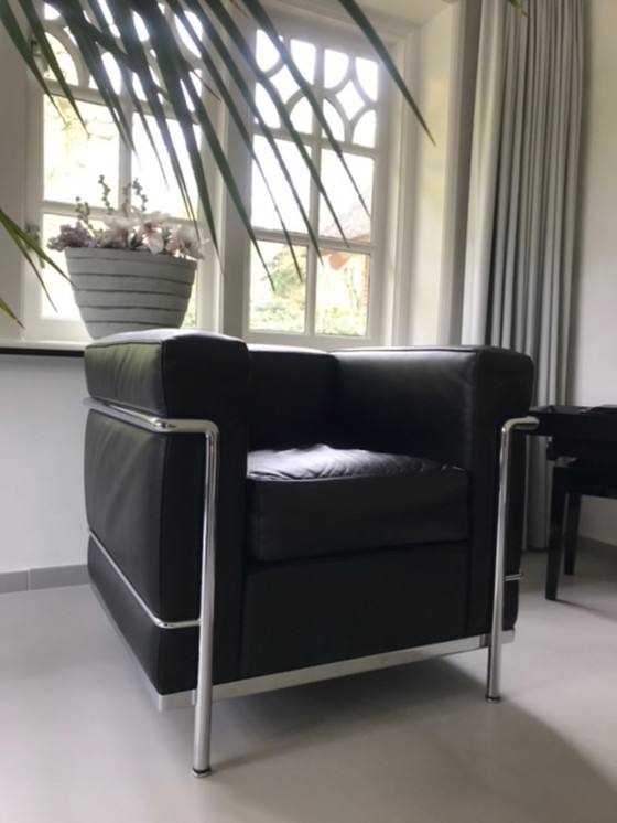 Image 1 of 2x Cassina Sessel LC2 Designer Le Corbusier schwarzes Leder