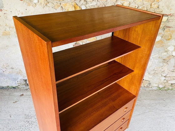 Image 1 of Vintage, Teak Bücherregal mit Schubladen, skandinavischer Stil 1960S