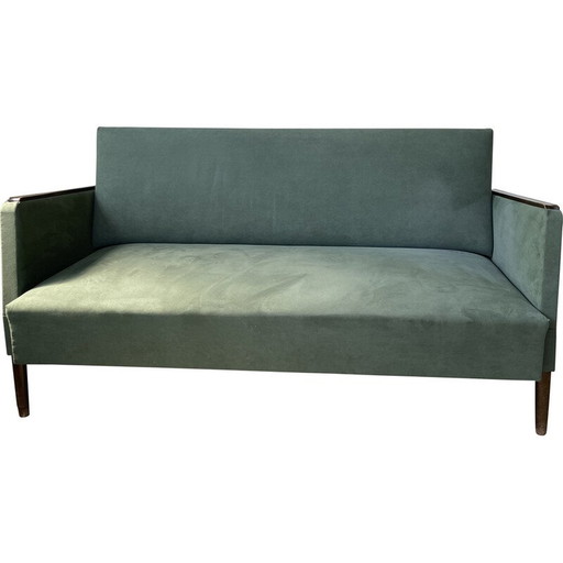 Vintage 3-Sitzer Sofa in Holz und Stoff, Dänemark 1960