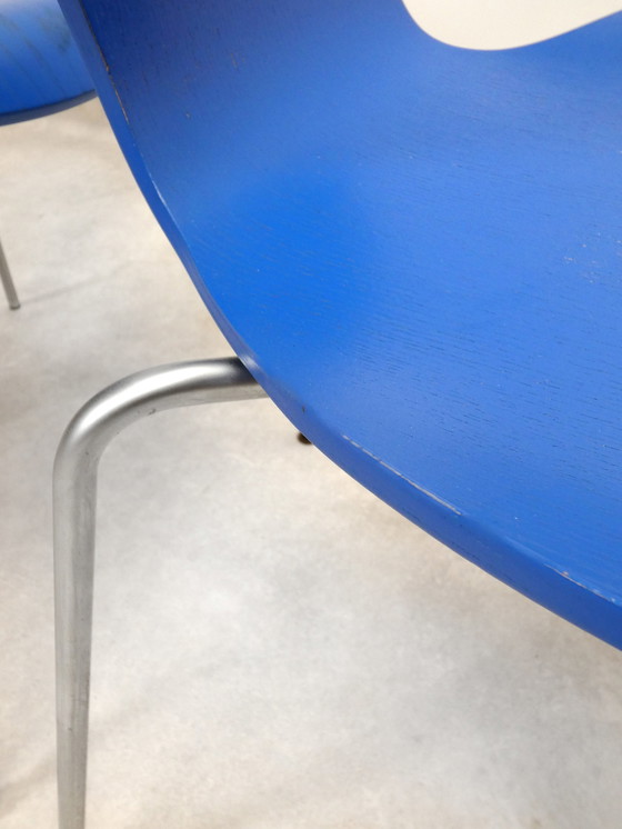 Image 1 of 4 blaue Schmetterlingsstühle von Arne Jacobsen für Fritz Hansen