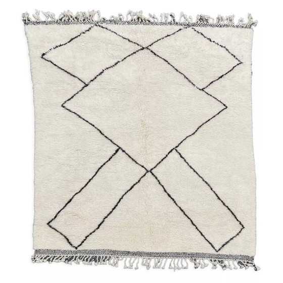 Image 1 of Weiß Modern traditioneller marokkanischer Beni Ouarain-Teppich