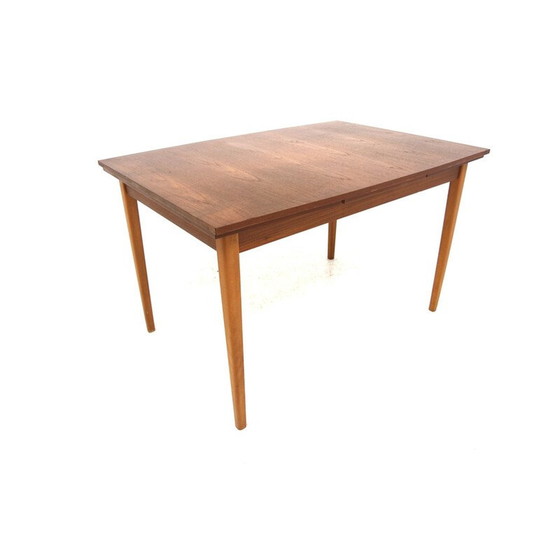 Image 1 of Vintage "Portfolio" ausziehbarer Esstisch in Teak und Buche, Dänemark 1960