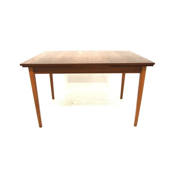 Image 1 of Vintage "Portfolio" ausziehbarer Esstisch in Teak und Buche, Dänemark 1960