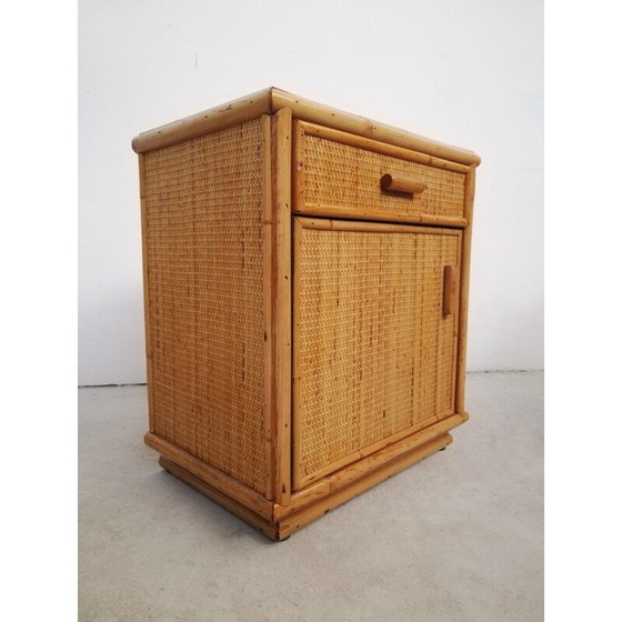 Image 1 of Paar Vintage Nachttische aus Rattan, Italien 1970er
