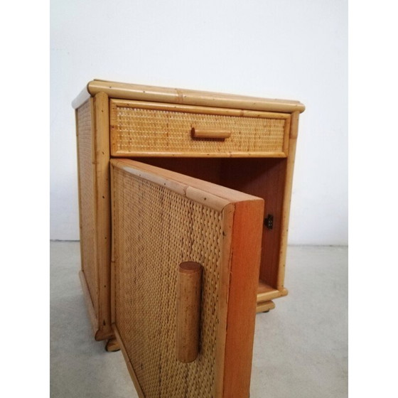 Image 1 of Paar Vintage Nachttische aus Rattan, Italien 1970er