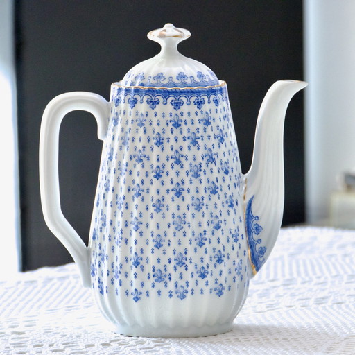 Große Kaffeekanne Oscar Shaller Von 1909 Aus Porzellan Lilienblüte
