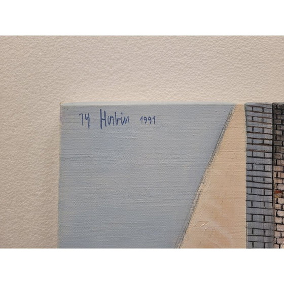 Image 1 of Paar alte Ölgemälde, die 2 Ansichten von eleganten Häusern am helllichten Tag darstellen