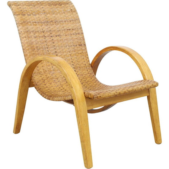 Image 1 of Vintage-Sessel aus Schilfrohr und Holz, 1960