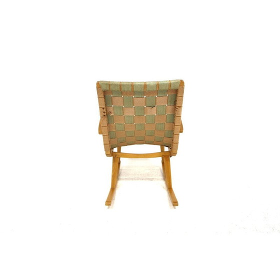 Image 1 of Skandinavischer Vintage-Schaukelstuhl aus Sackleinen, Schweden 1970