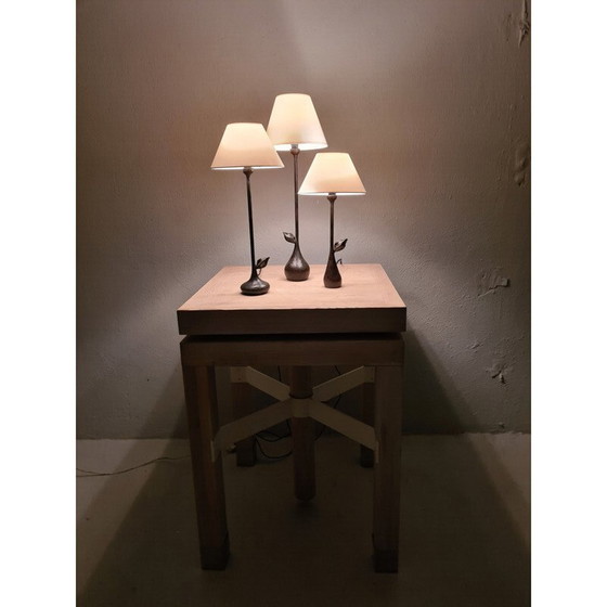 Image 1 of Satz von 3 Bronzelampen von Augustin Granet für Objet Insolite, 1990