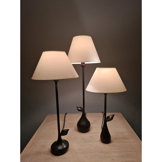 Image 1 of Satz von 3 Bronzelampen von Augustin Granet für Objet Insolite, 1990