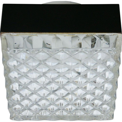 Quadratische Deckenleuchte aus Glas, 1960