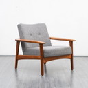 60er Jahre Teak Sessel, organisch, neu gepolstert und bezogen
