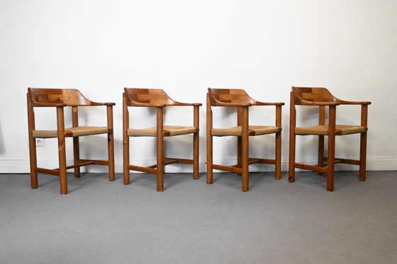 Image 1 of 4 Rainer Daumiller Arm Chair Stühle Set Geflecht Kiefer Esszimmer