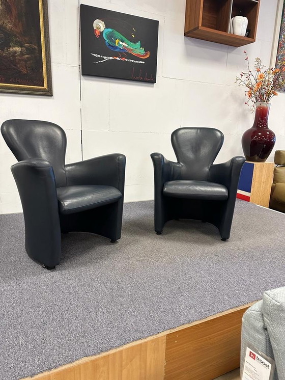 Image 1 of 2 Leolux Emphora Sessel aus blauem Leder