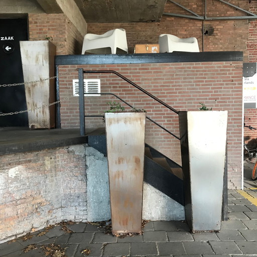 3x Vintage High Stahl Pflanzgefäße