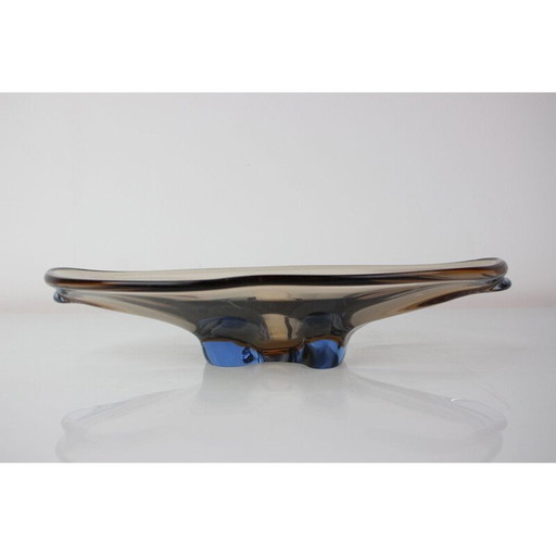 Schale aus Kunstglas von Zelezno Borske Sklo, Tschechoslowakei 1960