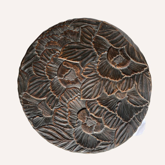 Image 1 of Japanischer handgeschnitzter floraler Beistelltisch/Pflanzenständer, 1905