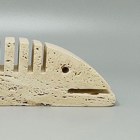Image 1 of 1970er Original große Fischskulptur aus Travertin von Enzo Mari für F.Lli Mannelli