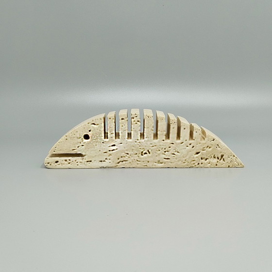 Image 1 of 1970er Original große Fischskulptur aus Travertin von Enzo Mari für F.Lli Mannelli