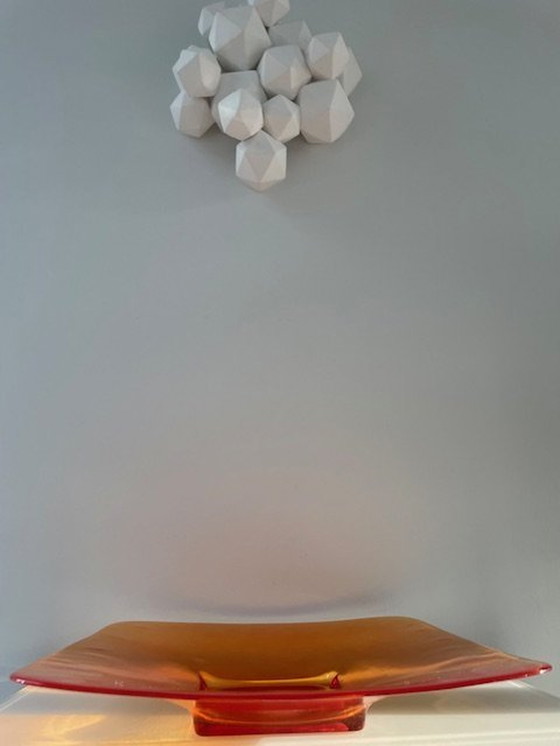 Image 1 of Große quadratische orange Glasschale