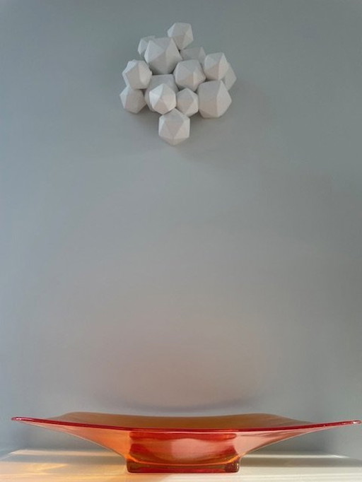 Große quadratische orange Glasschale