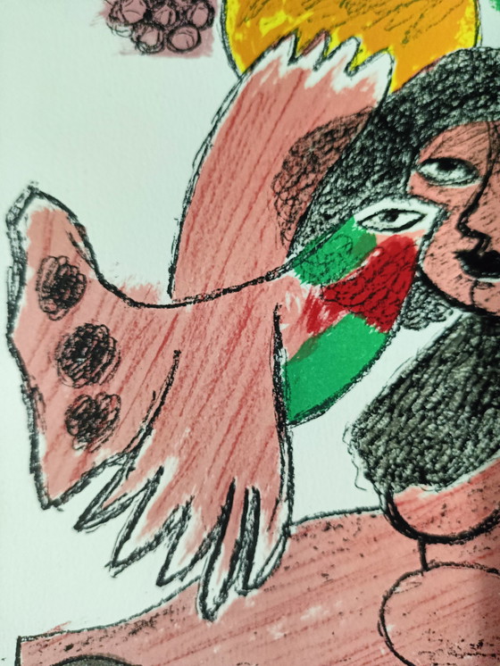 Image 1 of Corneille 1986 - Akt mit Vogel und Sonne