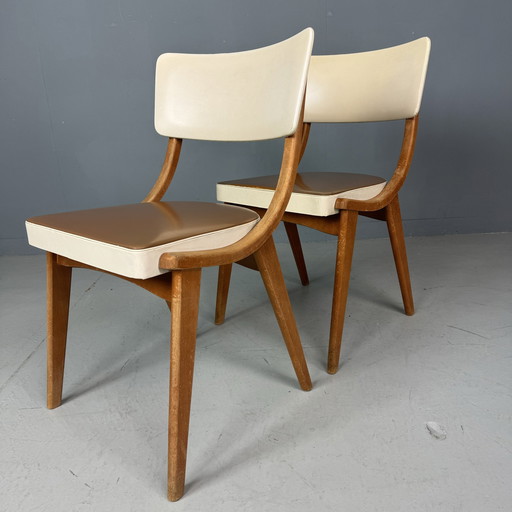 2X Holz Gondel Stuhl Mid Century Modern