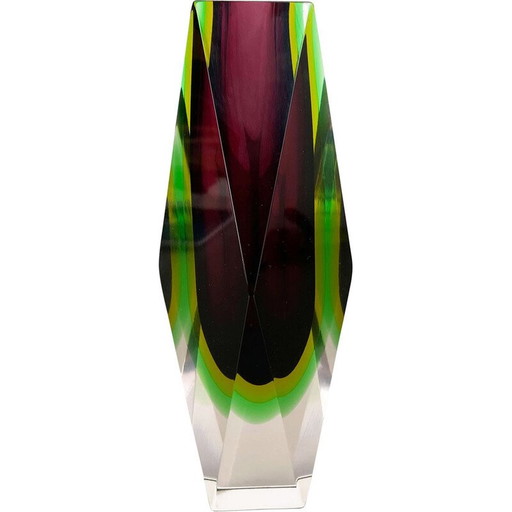 Sommerso-Vase aus Muranoglas von Flavio Poli, Italien 1970er Jahre