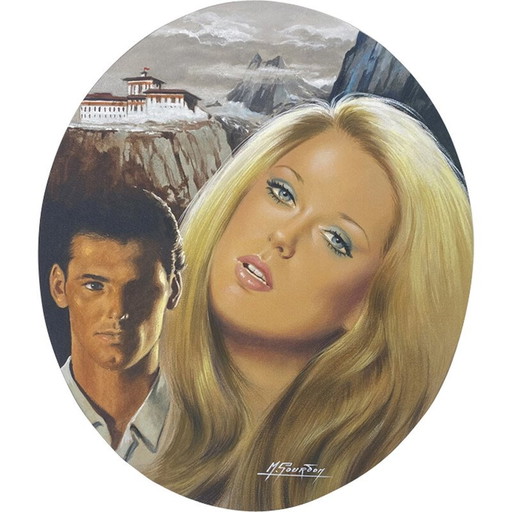 Vintage Mischtechnik "Melissa im Park des Drachen" von Eve Saint-Benoît für M. Gourdon, 1965