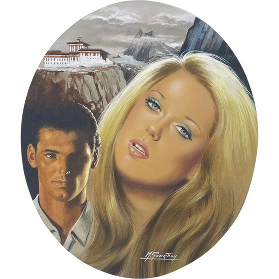 Image 1 of Vintage Mischtechnik "Melissa im Park des Drachen" von Eve Saint-Benoît für M. Gourdon, 1965