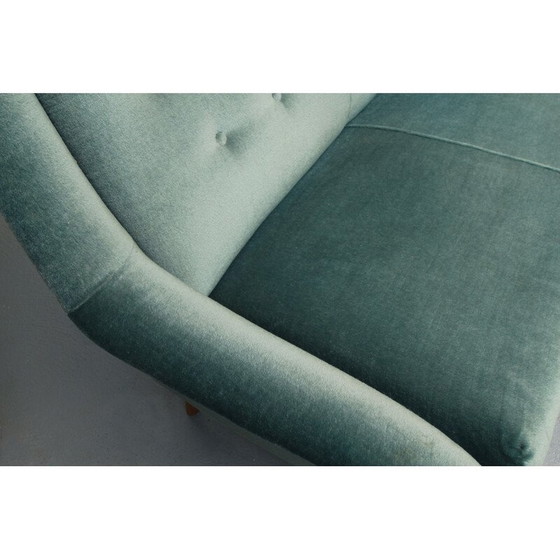 Image 1 of Vintage-Sofa aus blauem Samt, 1950er Jahre