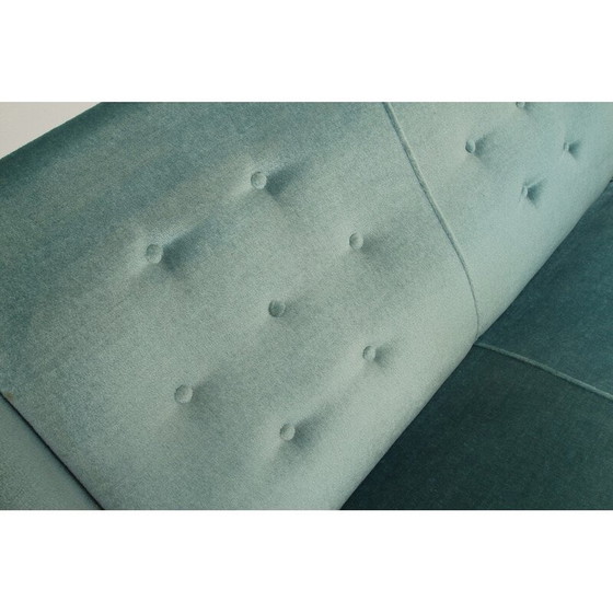 Image 1 of Vintage-Sofa aus blauem Samt, 1950er Jahre