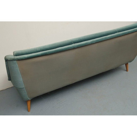 Image 1 of Vintage-Sofa aus blauem Samt, 1950er Jahre