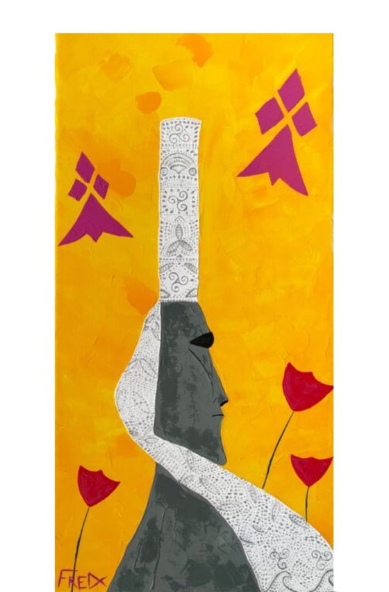 Image 1 of Moai. Acryl Von Frédéric Cadiou