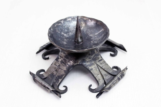 Image 1 of Brutalistischer Metall Kerzenleuchter 50er Jahre