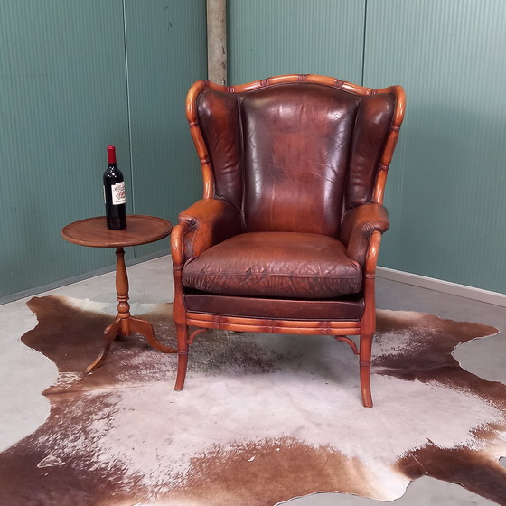 Image 1 of Bambusimitat mit Leder - Giorgetti Sessel