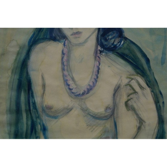 Image 1 of Vintage-Aquarell "nackte Frau" von Georg Nilsson, 1946