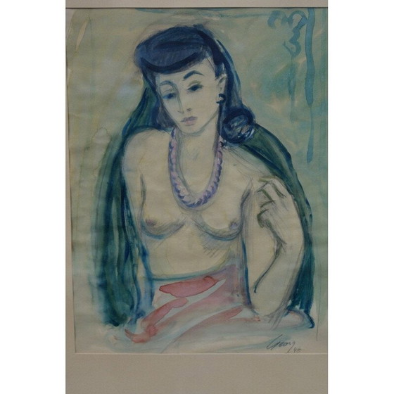 Image 1 of Vintage-Aquarell "nackte Frau" von Georg Nilsson, 1946
