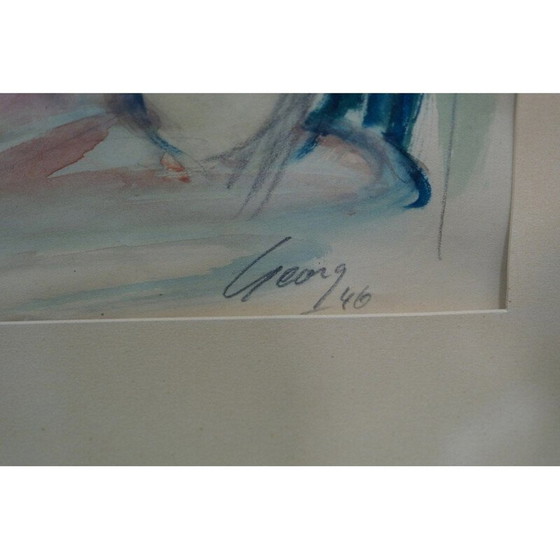 Image 1 of Vintage-Aquarell "nackte Frau" von Georg Nilsson, 1946