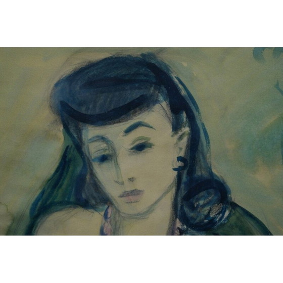 Image 1 of Vintage-Aquarell "nackte Frau" von Georg Nilsson, 1946