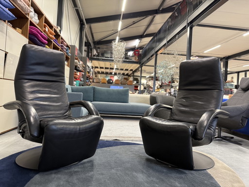 2 Jori Recliners Schwarz Leder Mono Move