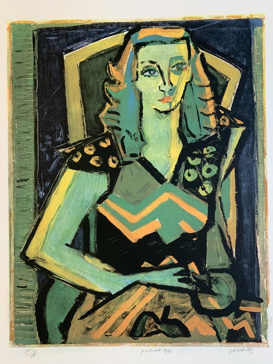 Image 1 of Handsigniert; Guillaume Corneille (1922-2010) Lithographie "Portrait" 1946 , E/A