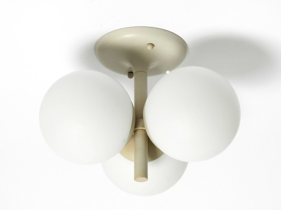 Image 1 of Hellgraue 1960S Space Age Kaiser Leuchten Metall Deckenleuchten mit 3 Glaskugeln