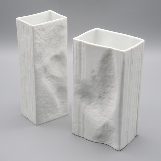 Rosenthal Studio Linie Porcelaine Vase DUO Martin Freyer Brutalist Design Op-Art