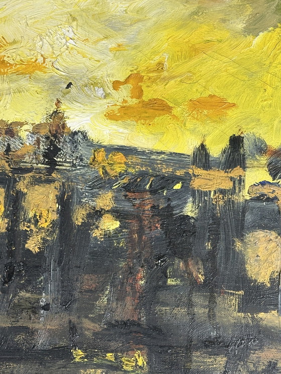 Image 1 of Gemälde/Öl auf Leinwand "Coucher De Soleil Sur Paris" Hipolito Jimenez 95X63Cm