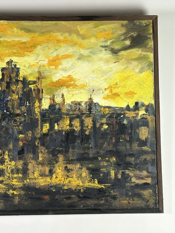 Image 1 of Gemälde/Öl auf Leinwand "Coucher De Soleil Sur Paris" Hipolito Jimenez 95X63Cm