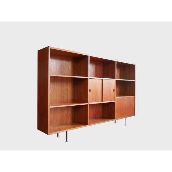 Image 1 of Vintage Bücherregal aus Teakholz und Stahl, Dänemark 1960